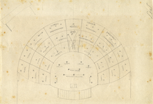 202620 Plattegrond van de plaatsing van de verschillende onderdelen van het orkest in de concertzaal van het Gebouw ...